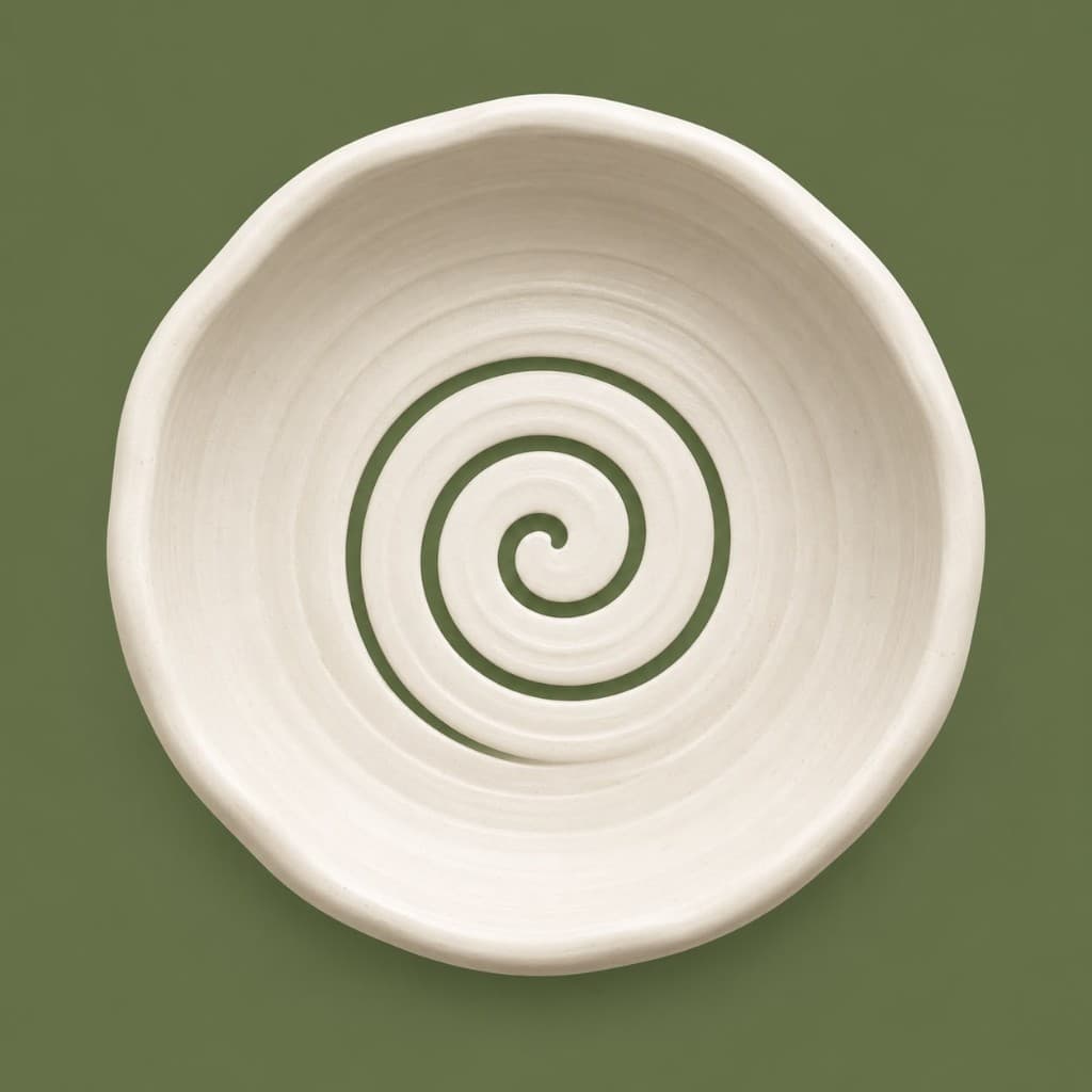 White bowl with a spiral cutout